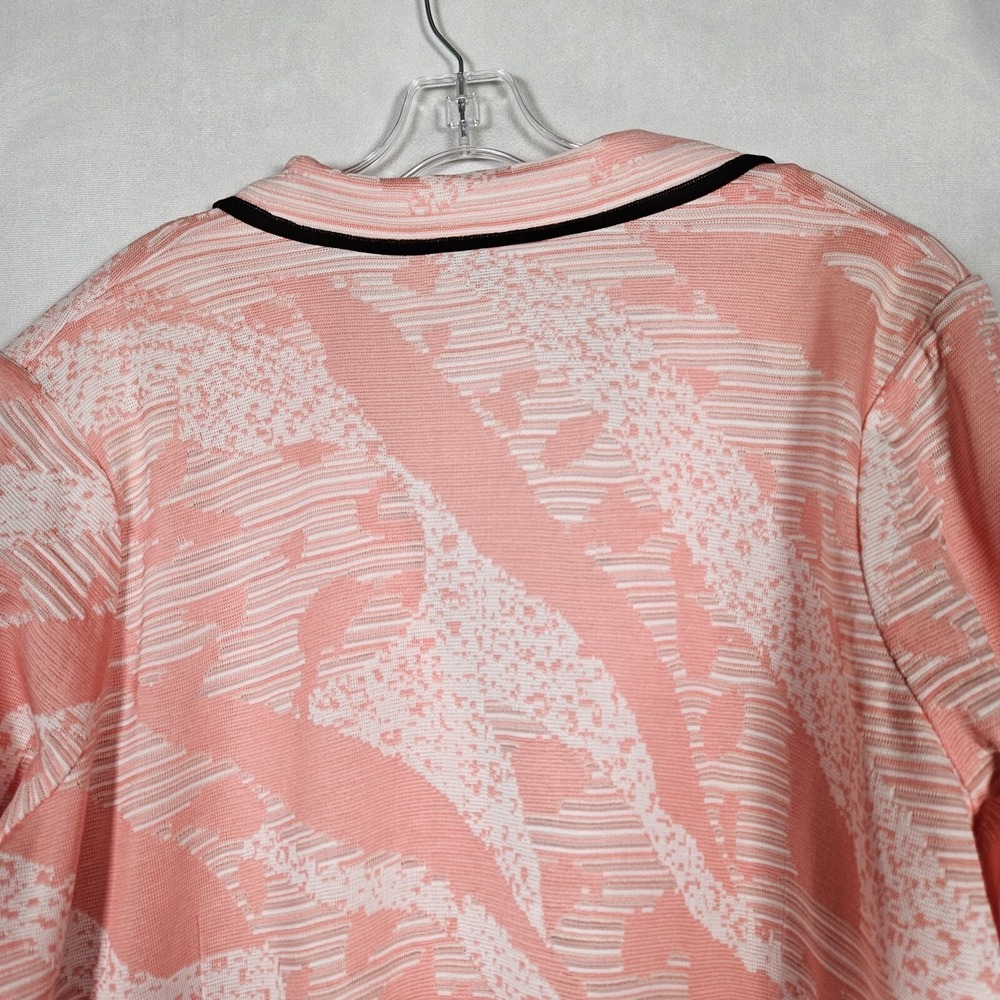 Ming Wang Knit Blazer Womens 2X Pink White Abstract Single Button Career Modern - Picture 13 of 15